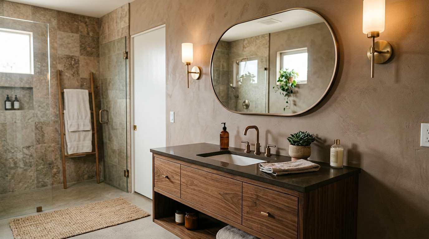 Finish with a calm, symmetrical vanity setup